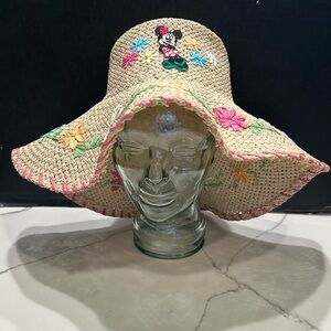 Disney Straw Sun Hat with Minnie Mouse Embroidery in Natural, Pink, Green